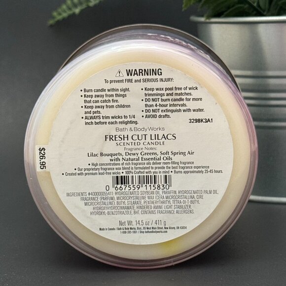 BBW Fresh Cut Lilacs Bath & Body Works 3 Wick Candle - Picture 9 of 10